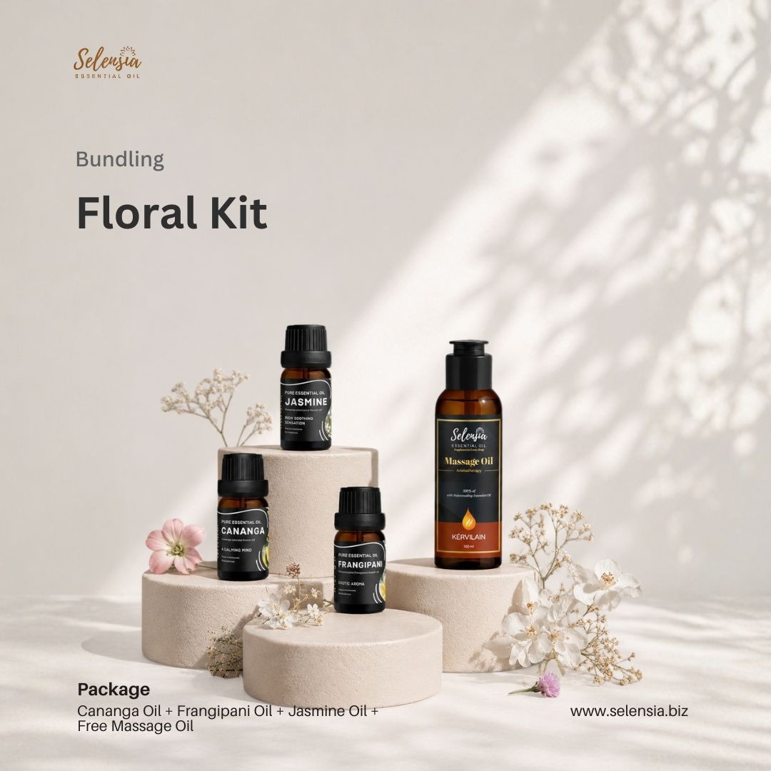 Selensia Bundling 3 Floral Kit Essential Oil + Free 1 Massage Oil